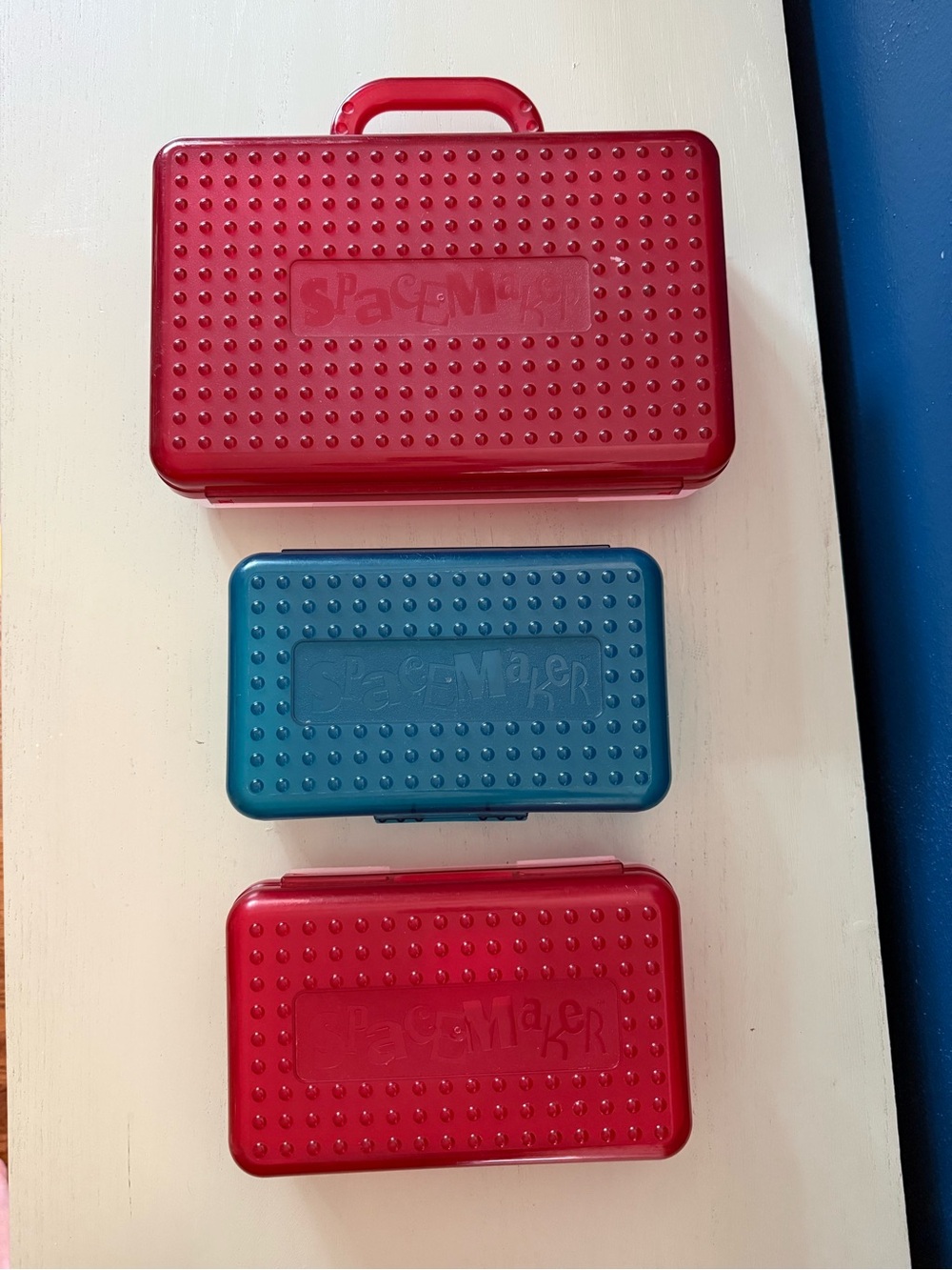 Vintage 1990s Y2K Lot of 3 Spacemaker Pencil Cases Boxes Red Teal School Supply